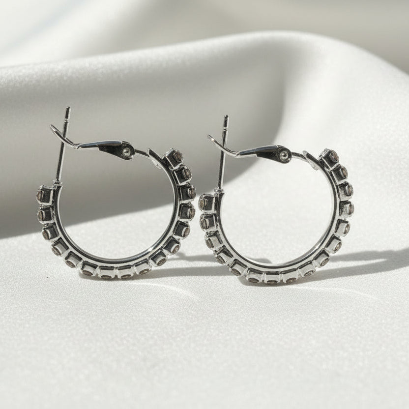 Silver Luxe Crystal Hoop Earrings-20 mm