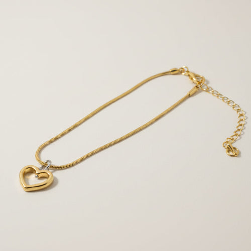 Gold Bracelet with Heart Charm