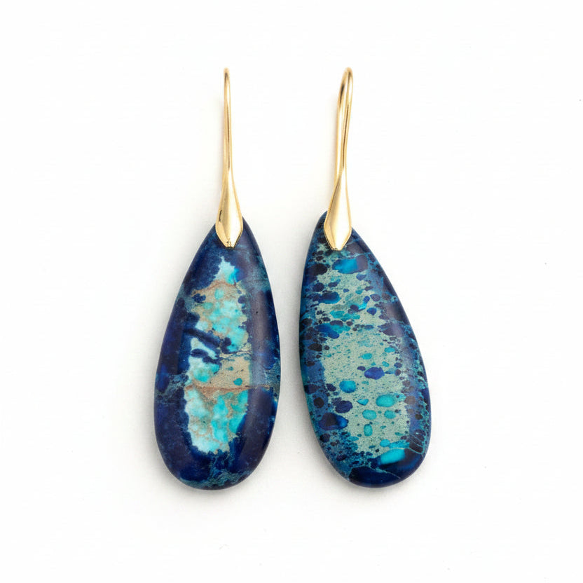 Blue Imperial Jasper Teardrop Earrings