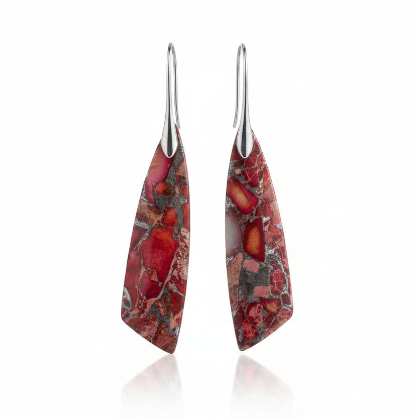 Crimson Mosaic Jasper Earrings
