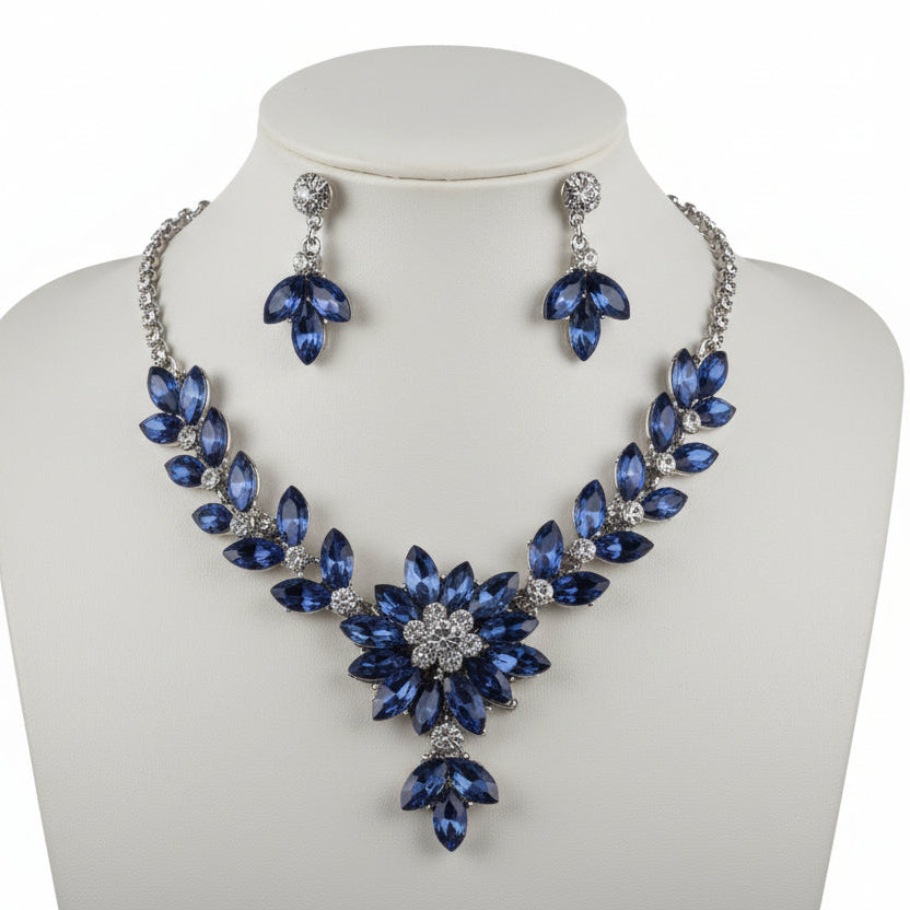 Sapphire Blue Floral Statement Set