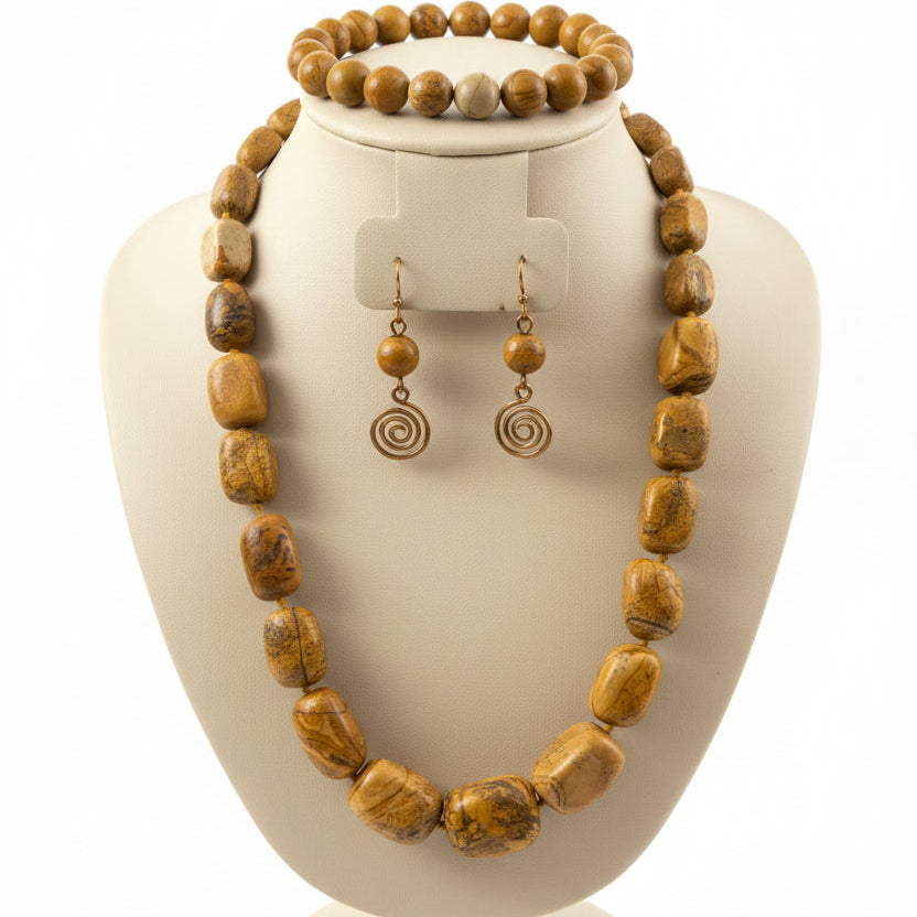 Jasper Stone Necklace Set