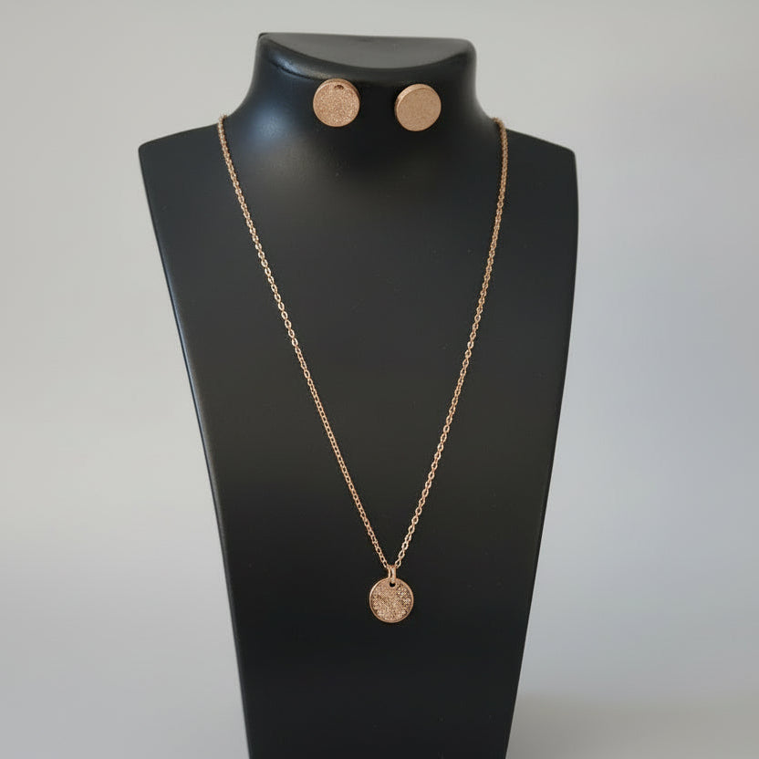 Golden Glow Resin Pendant and stud set
