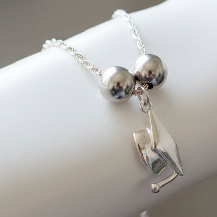 Silver success graduation bracelet