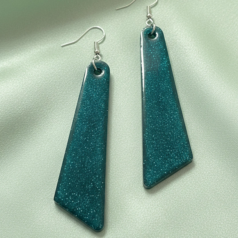 Emerald Luxe Resin Geometric Drop Earrings