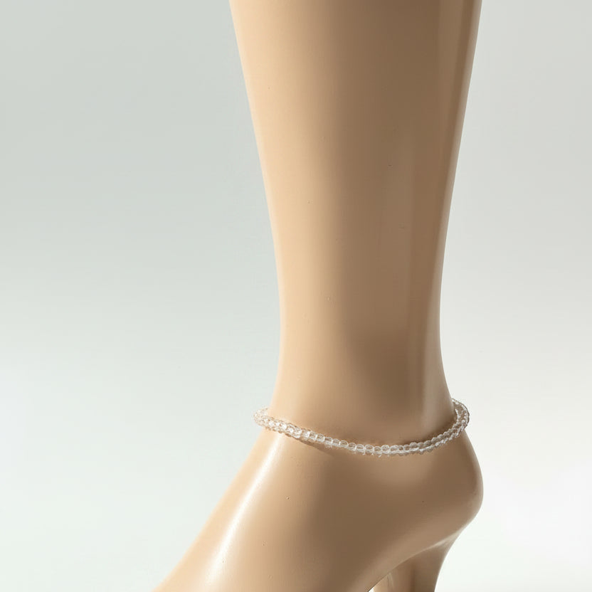 Crystal Glow Anklet-Minimalist Clear Beaded Anklet