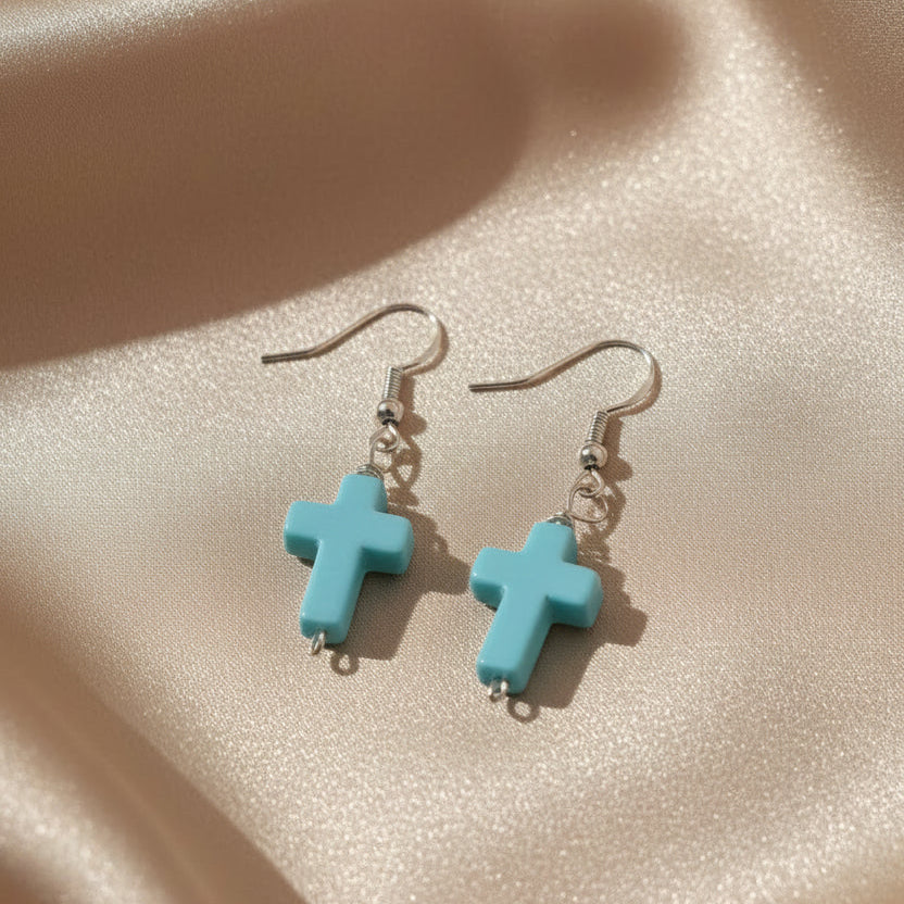 Turquoise Cross Earrings