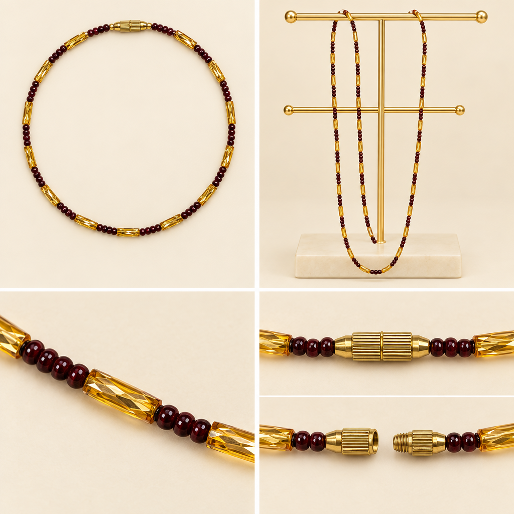 Burgundy Luxe Waist Beads product collage