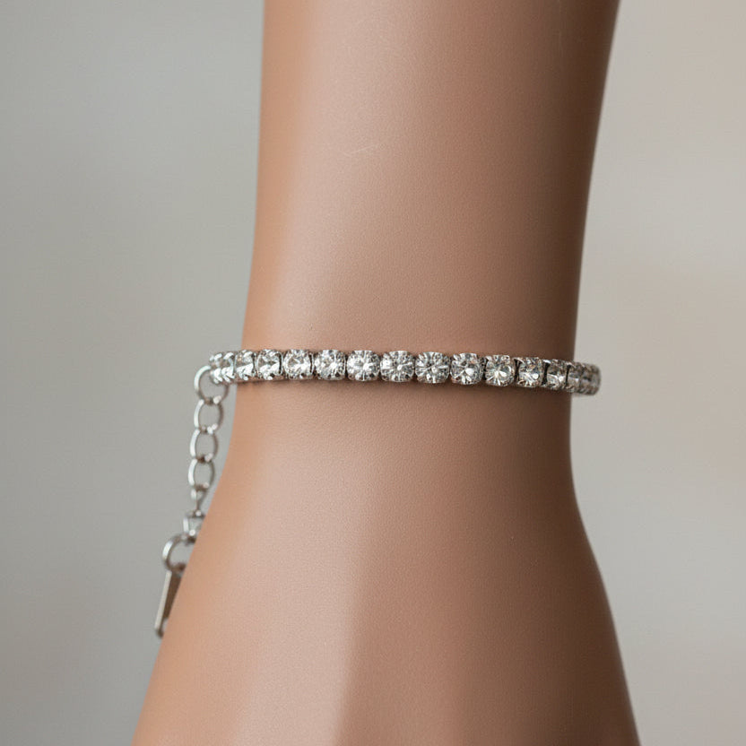 Silver Crystal Tennis Bracelet