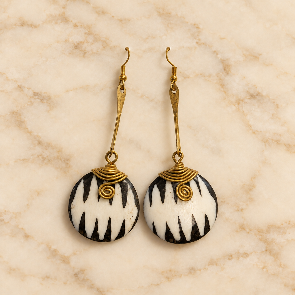 Round Patterned Drop Earrings without the display card