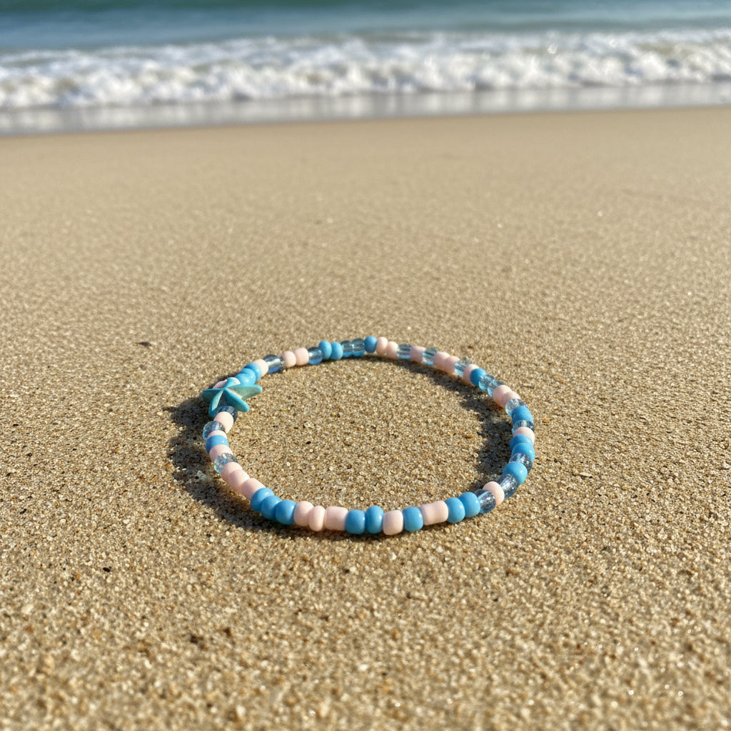 Blue Coastal Starfish Stretch Anklet