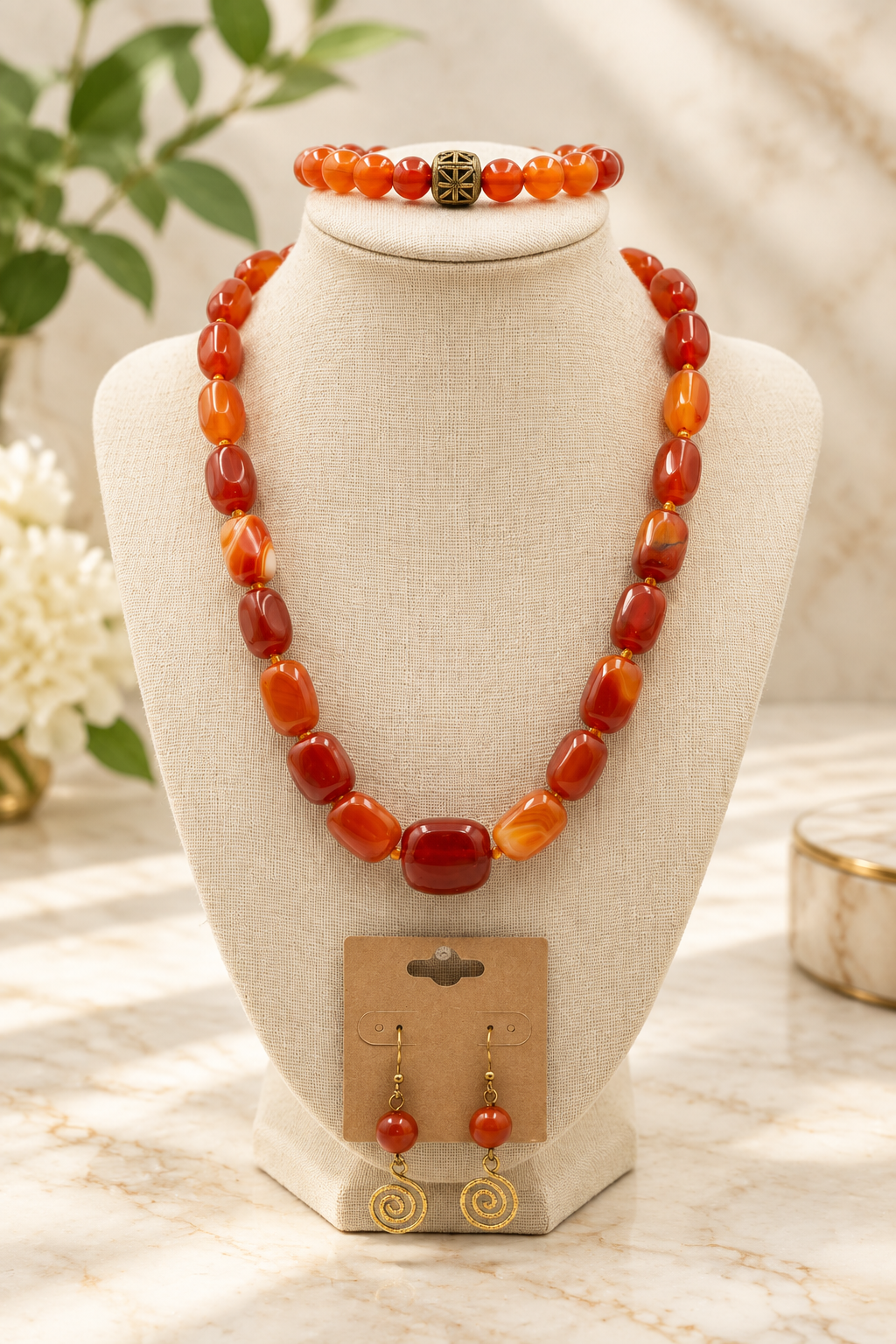 Sunset Carnelian Statement Set