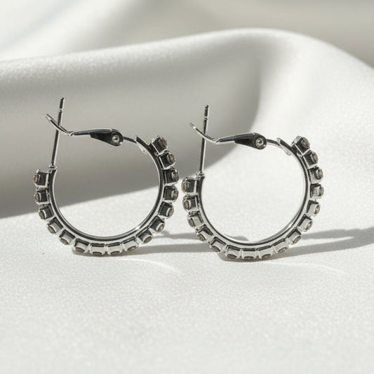 Silver Luxe Crystal Hoop Earrings-20 mm