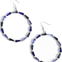 Blue Crystal Geometric Hoop Earrings