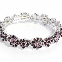 Silver Purple Crystal Stretch Bracelet
