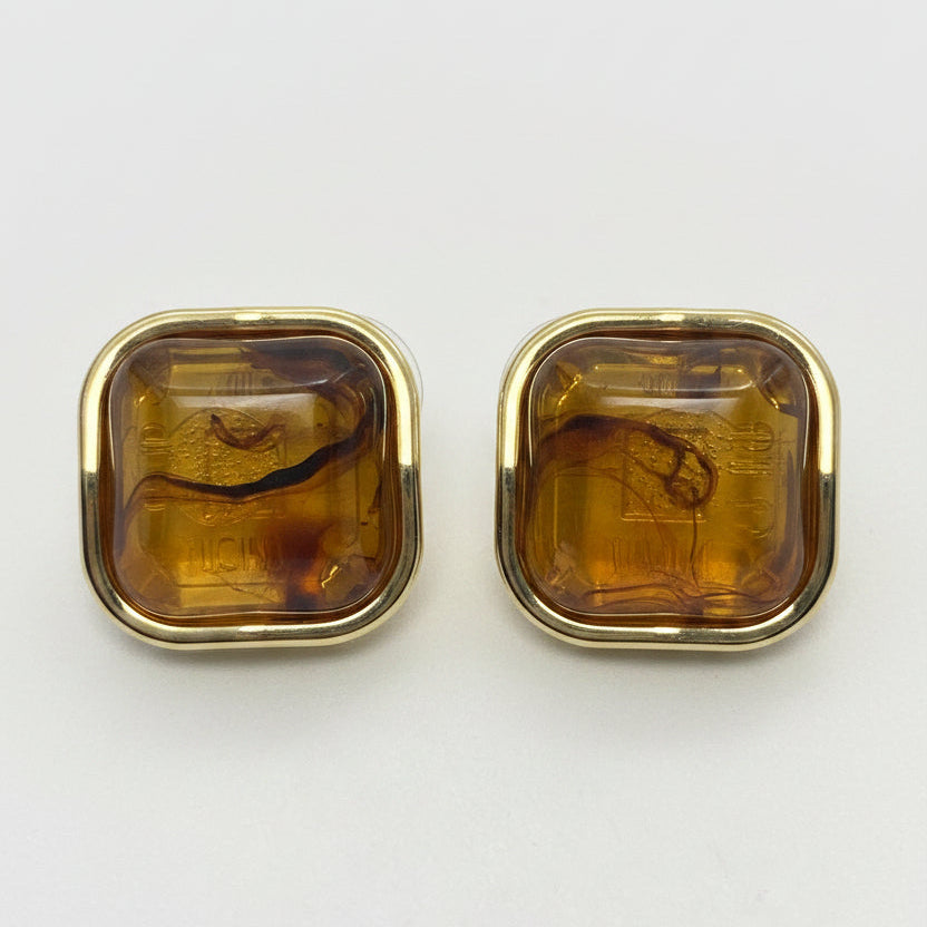 Amber Square Stud Earrings
