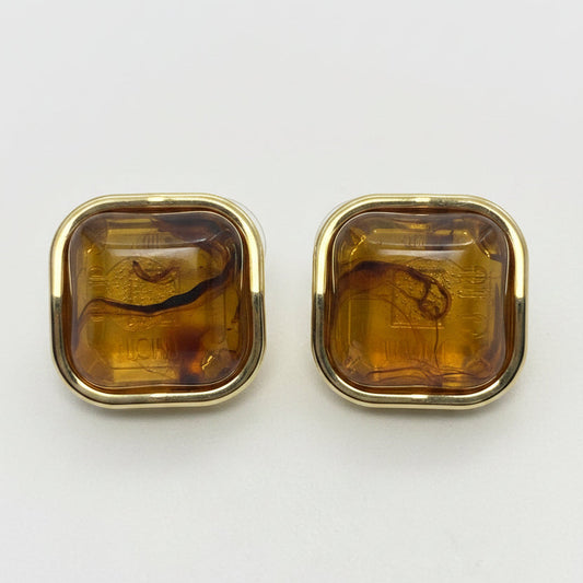 Amber Square Stud Earrings