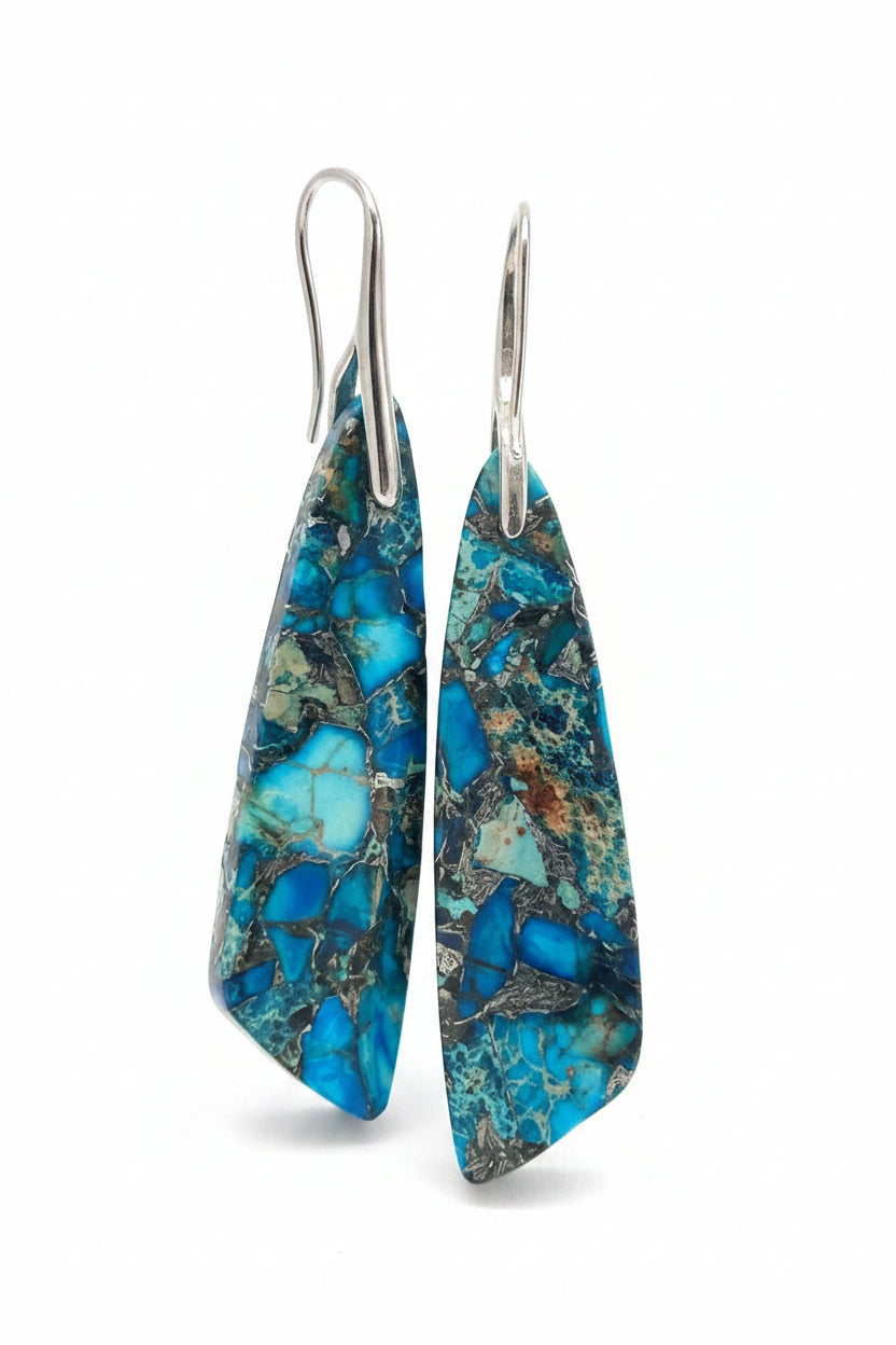 Blue Mosaic Imperial Jasper Earrings