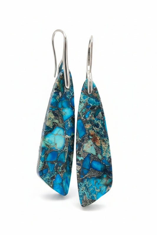 Blue Mosaic Imperial Jasper Earrings