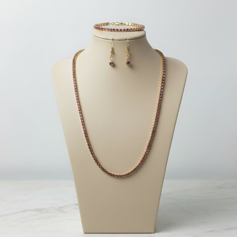 Pink Crystal Tennis Set
