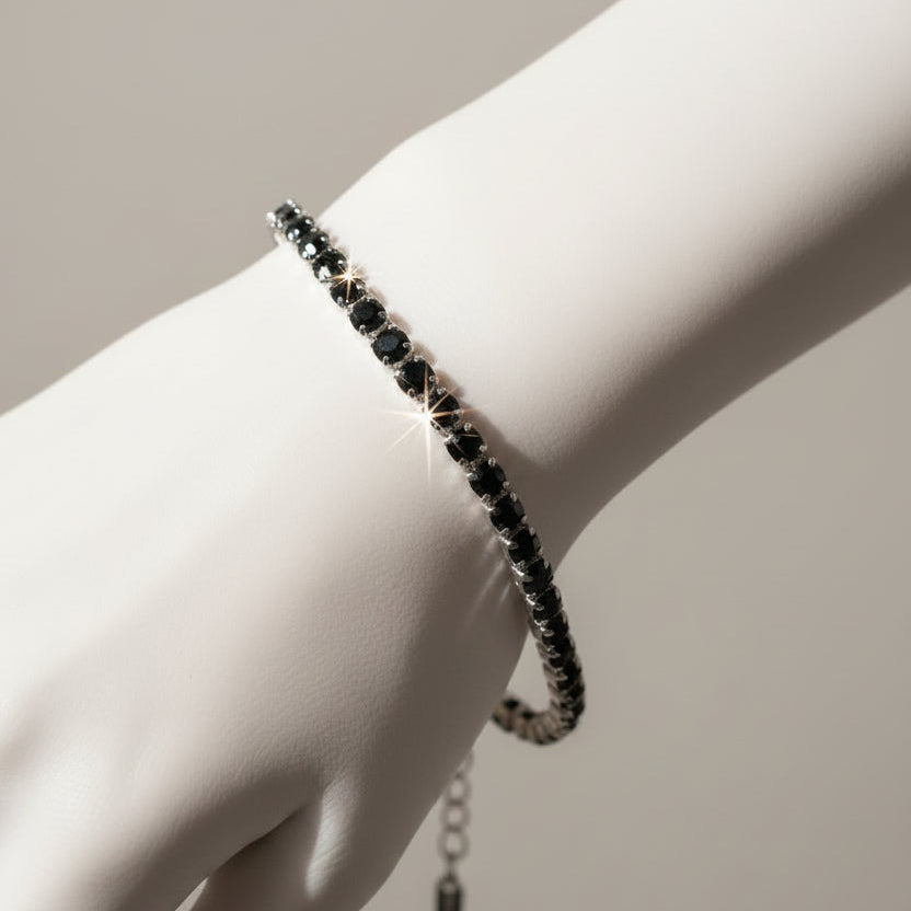 Black Rhinestone Tennis Bracelet