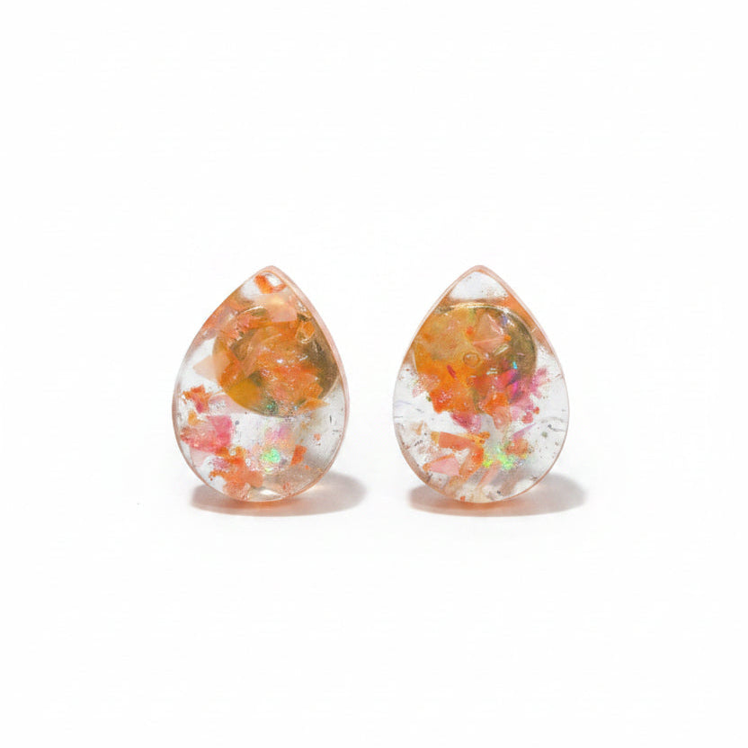 Confetti Teardrop Resin Stud Earrings