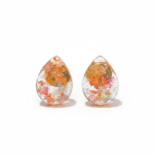Confetti Teardrop Resin Stud Earrings