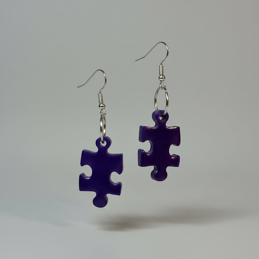 Purple Puzzle Drop Earrings