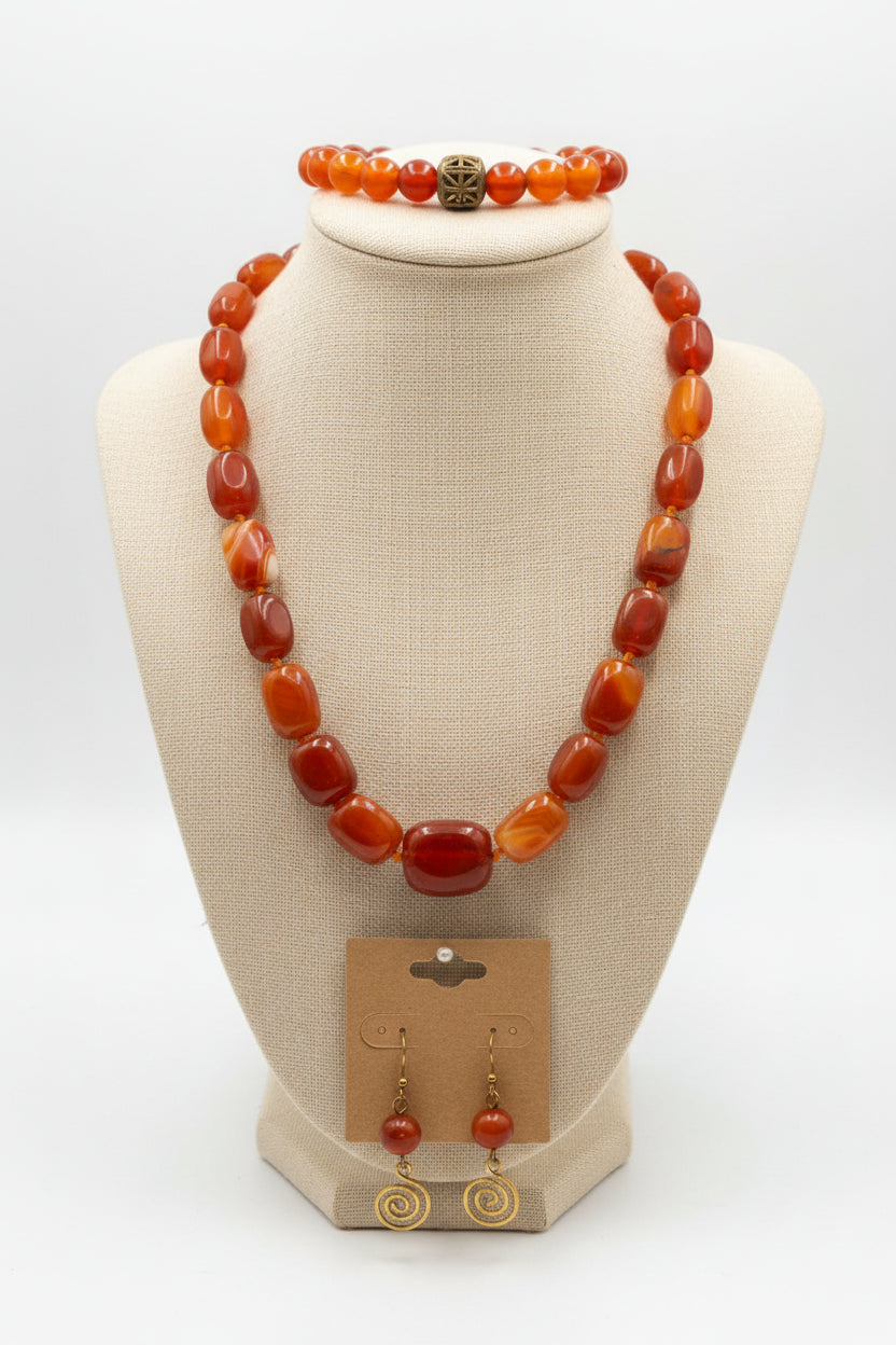 Sunset Carnelian Statement Set