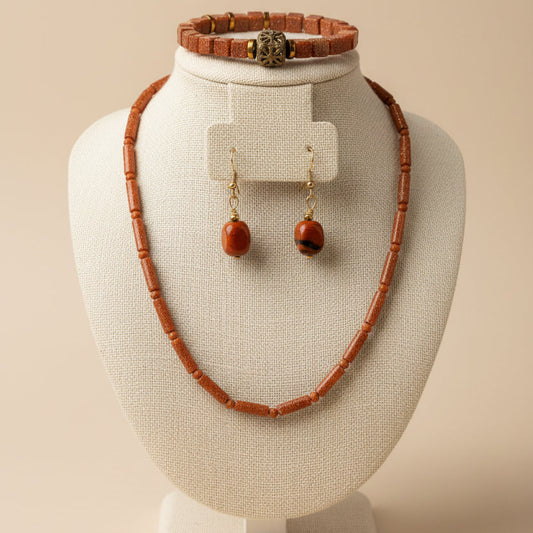 Gold Stone Necklace Set