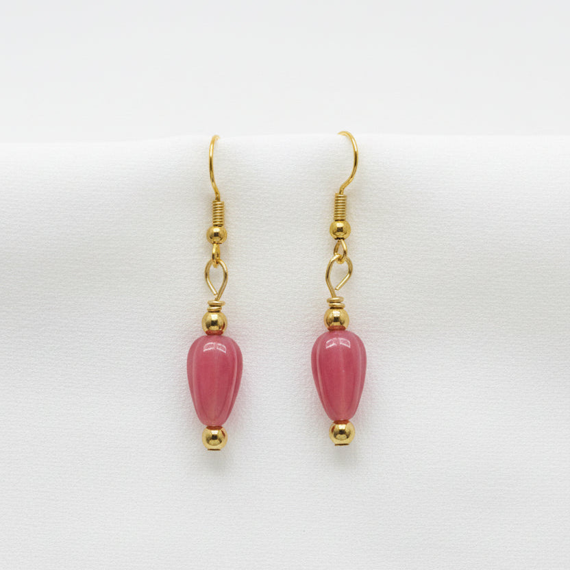 Rose Stone Teardrop Earrings