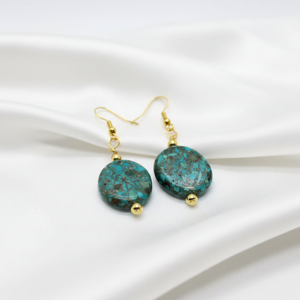 Turquoise Mosaic Stone Earrings