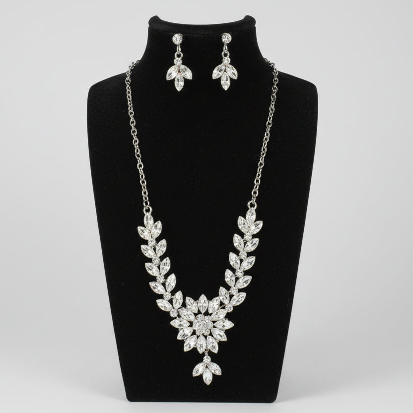 Crystal Floral Necklace & Earring Set