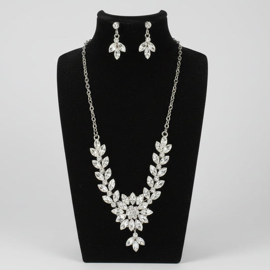 Crystal Floral Necklace & Earring Set