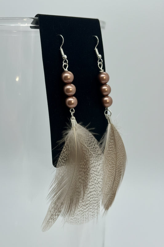 Rustic Bronze Feather Drop Earrings