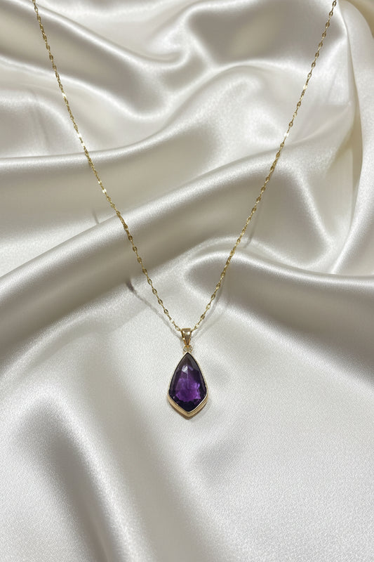 "February Radiance" Amethyst Teardrop Necklace