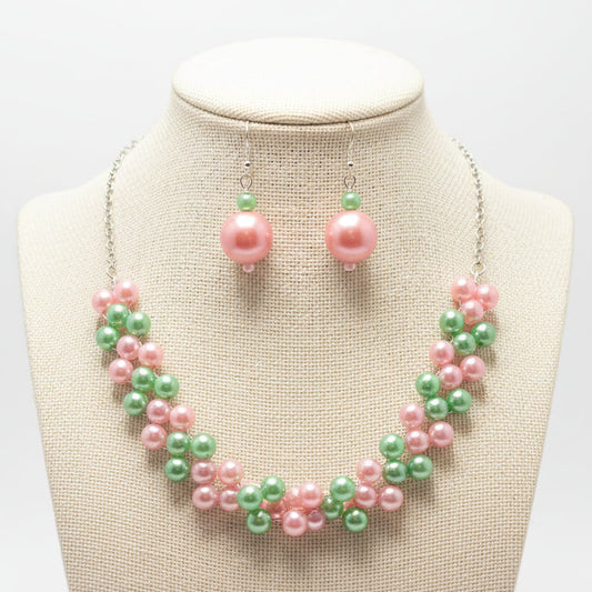 Blush Garden Beaded Necklace & Earring