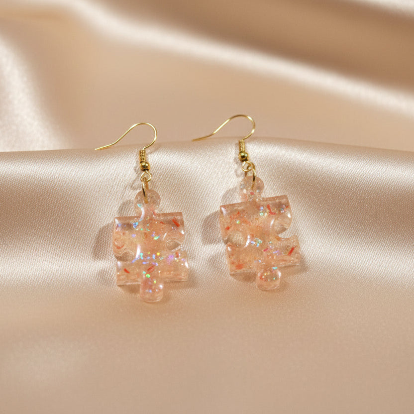 Amber Glow Puzzle Earrings