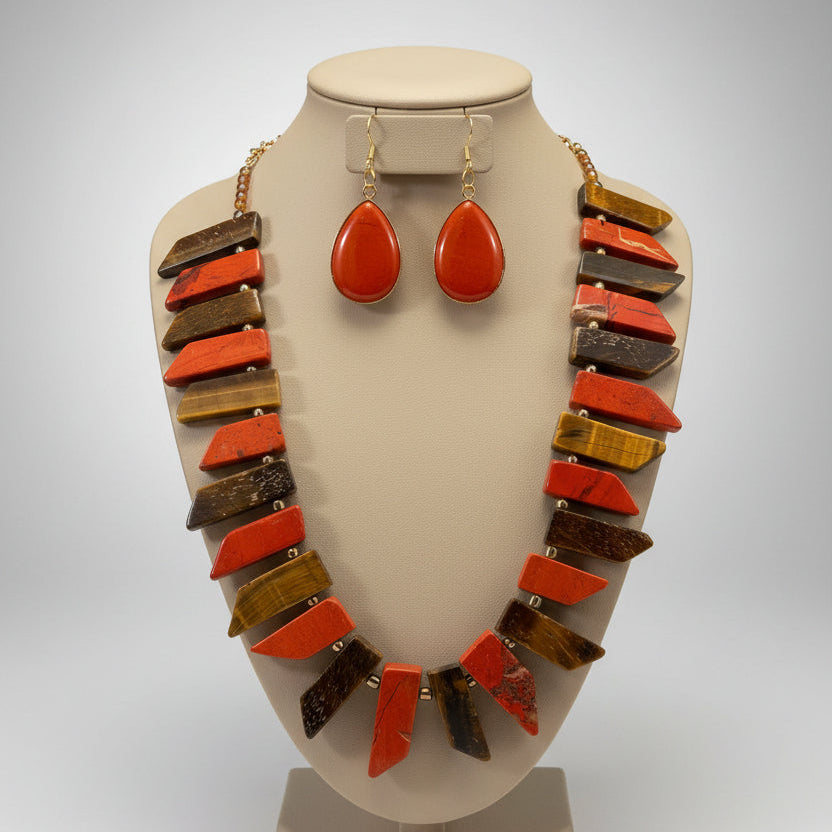Multi-Stone Spike Necklace Set