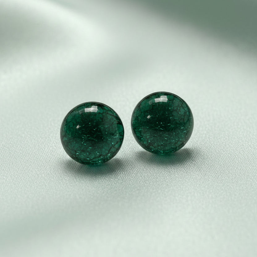 Emerald Luxe Resin Stud Earrings