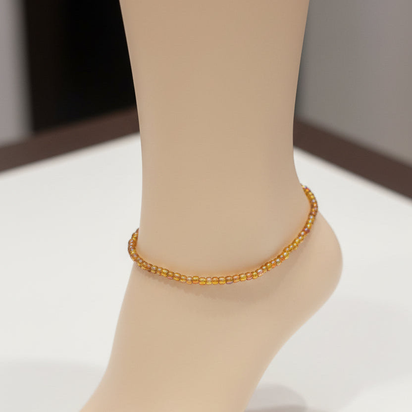 Golden Sunset Beaded Anklet