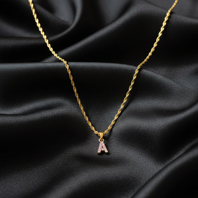 Dainty Gold Initial Necklace (A)