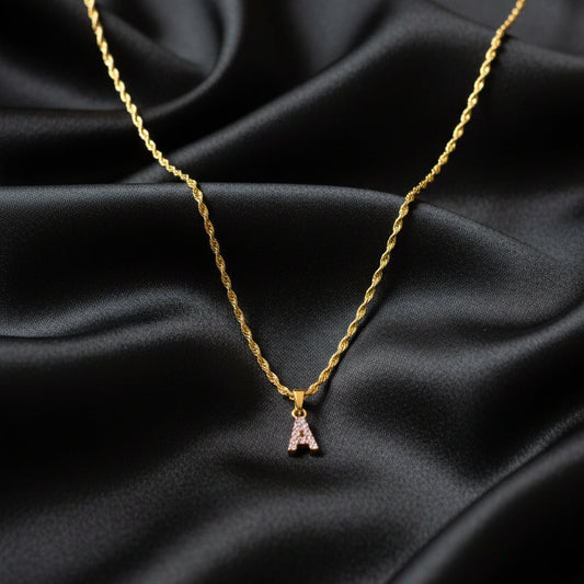 Dainty Gold Initial Necklace (A)