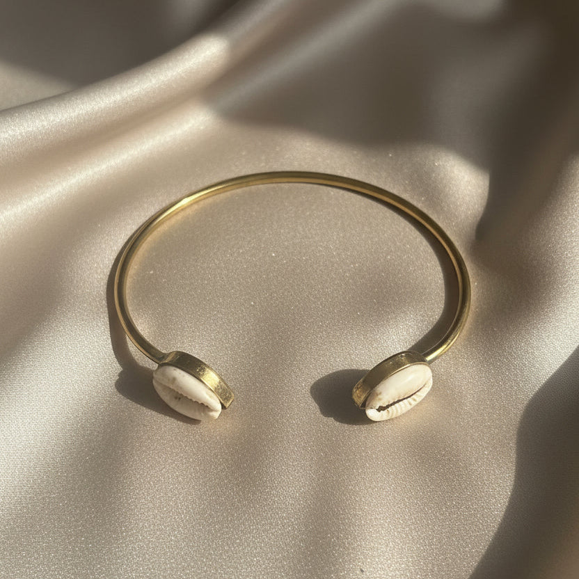 Coastal Heritage Open Cuff Cowrie Bracelet