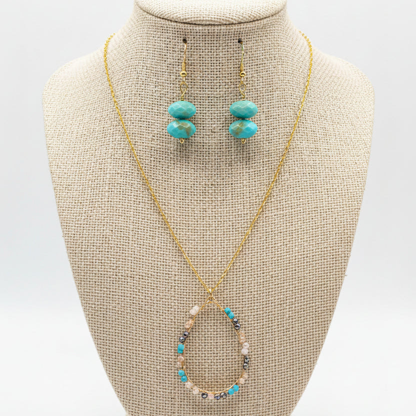 Turquoise Teardrop Pendant Set