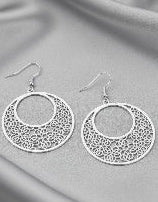 Silver Filigree Circle Earringa