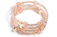 Pink & Cream Beaded Wrap Bracelet