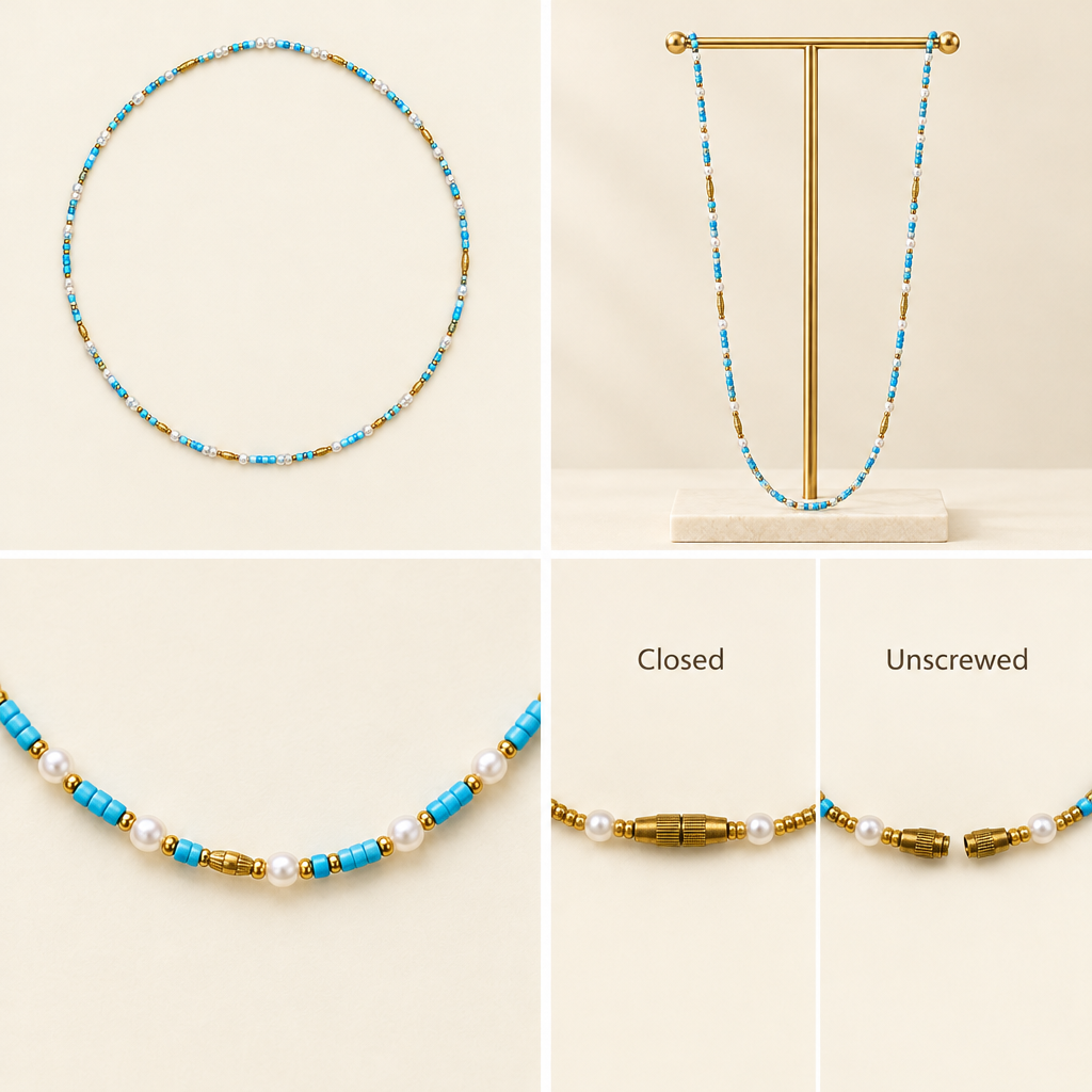 Blue Oasis waist beads square product collage