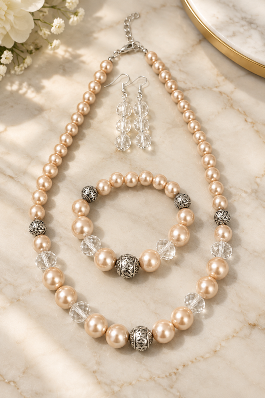 Blush Luxe Elegance Set on cream marble