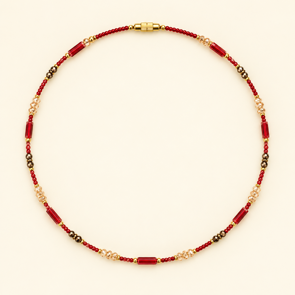 Crimson Radiance Waist Beads single-strand circle main photo